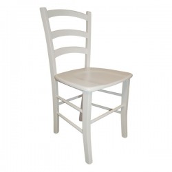 stol Paesana z lesenim sediščem bel
